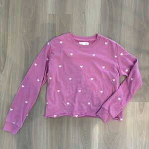 Pink Heart Print Crewneck Sweatshirt